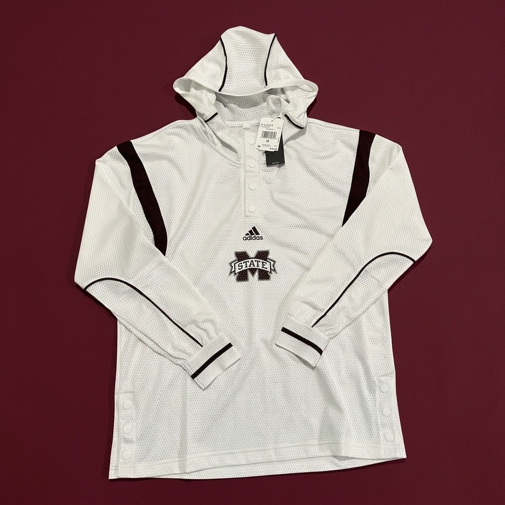 NWT Adidas Mississippi State Bulldogs Hooded Shooter Shirt Men Medium White Mesh